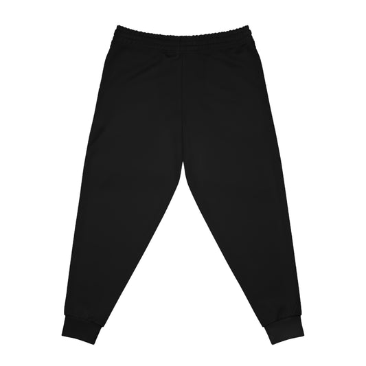 Luxury Bold Black Athletic Joggers, Script Text Design