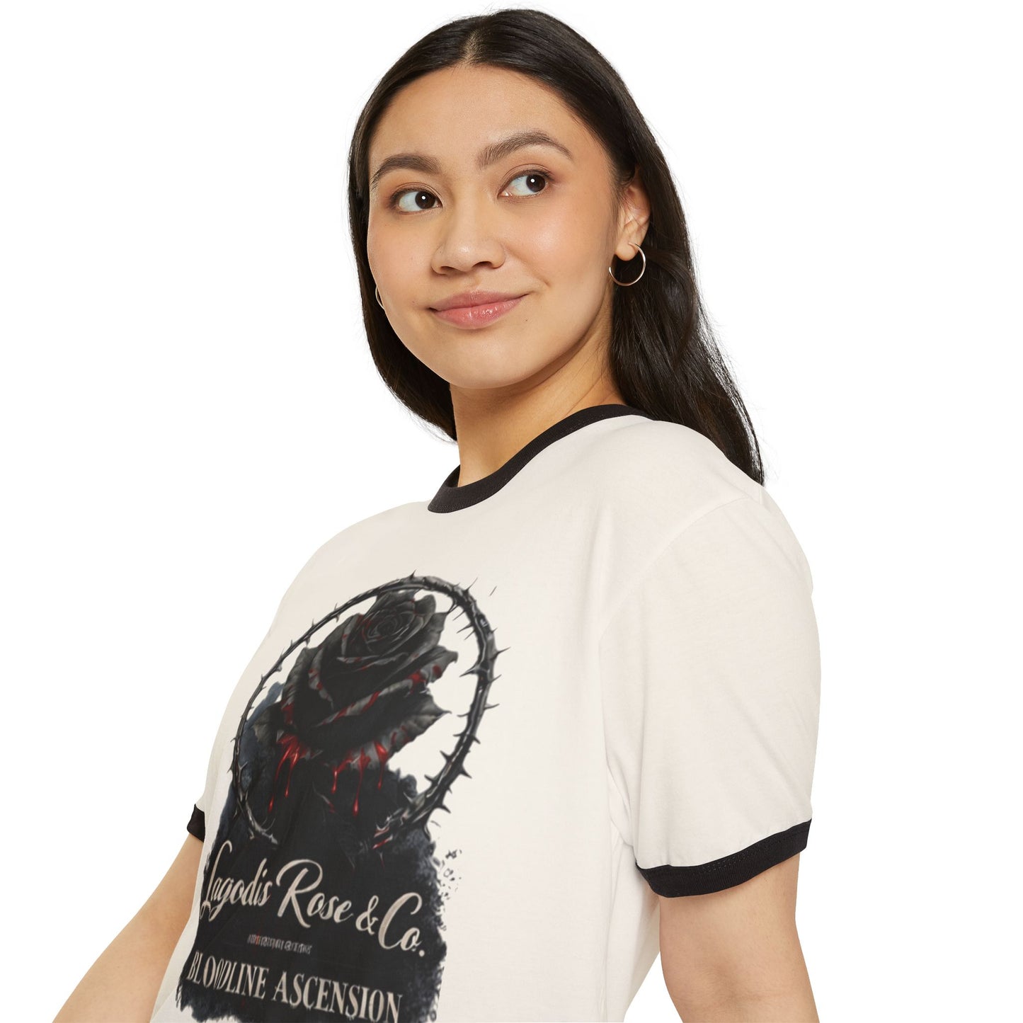 Vintage Ringer T-Shirt, Retro Graphic Tee, Black/White Aesthetic