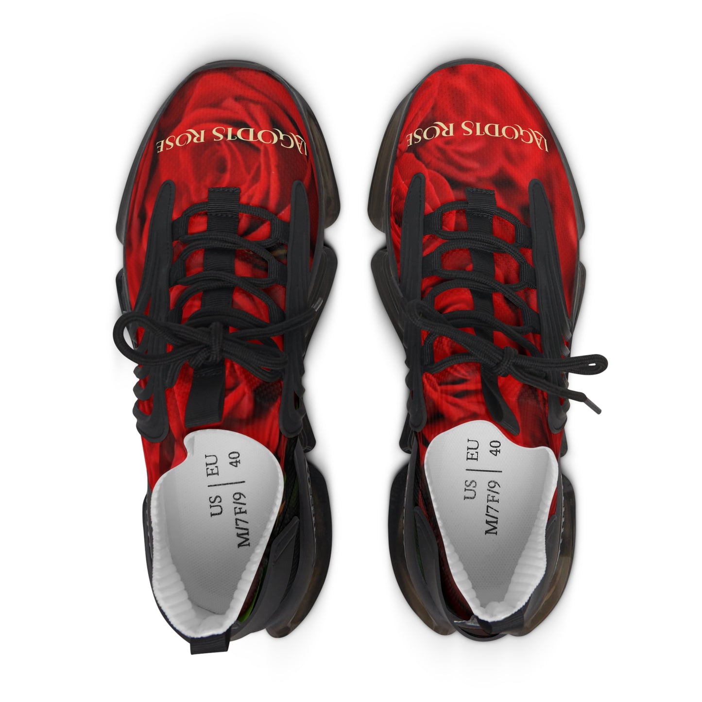 Branded Stylish Women's Mesh Sneakers - Trendy Red Rose Athletic Shoes with Lace-Up Design