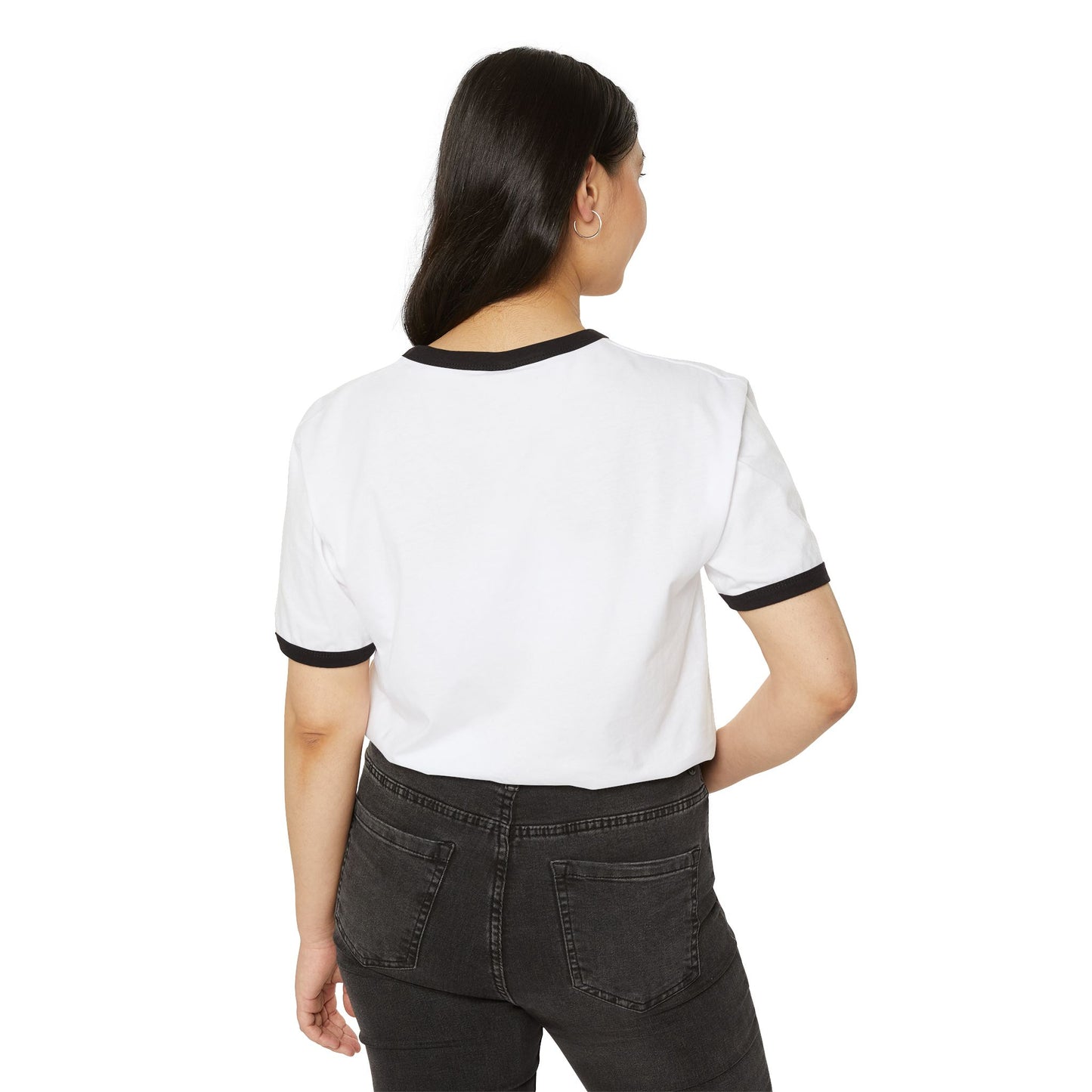 Vintage Ringer T-Shirt, Retro Graphic Tee, Casual Wear, Spring Style, Black/White Aesthetic