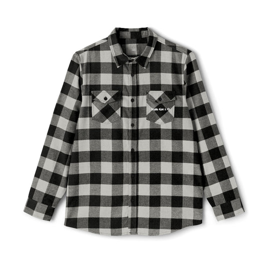 Graphic Logo Print Flannel Shirt - Cozy Checkered Shirt, Script Text