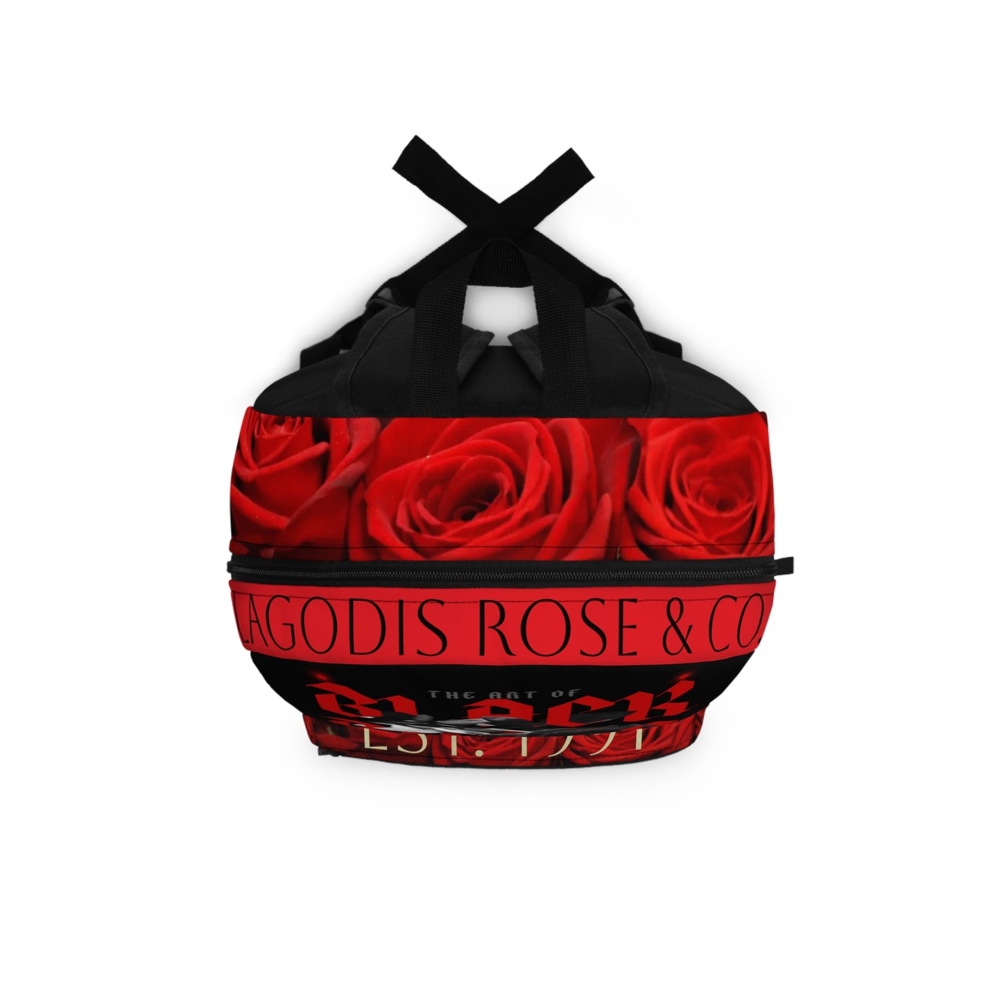 Rose-inspired Backpack, black & red, Luxury style