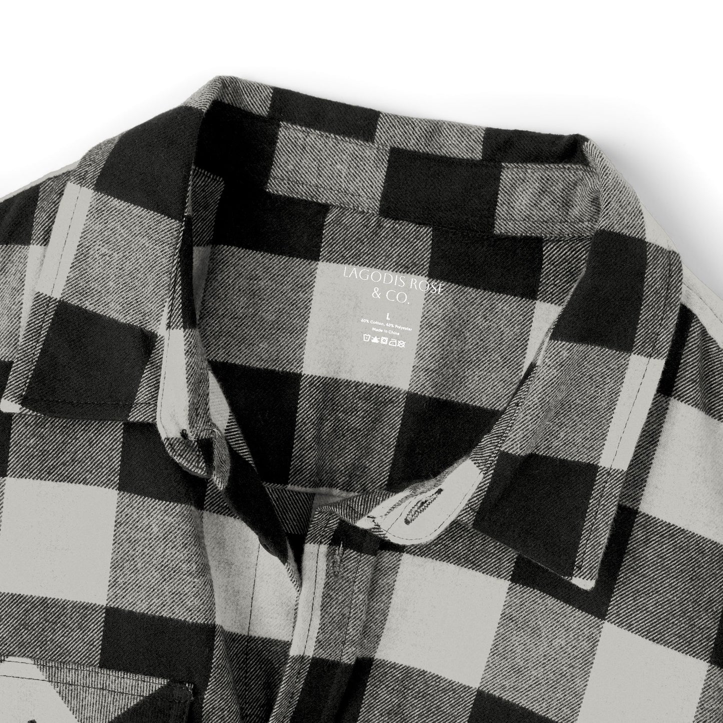 Graphic Logo Print Flannel Shirt - Cozy Checkered Shirt, Script Text