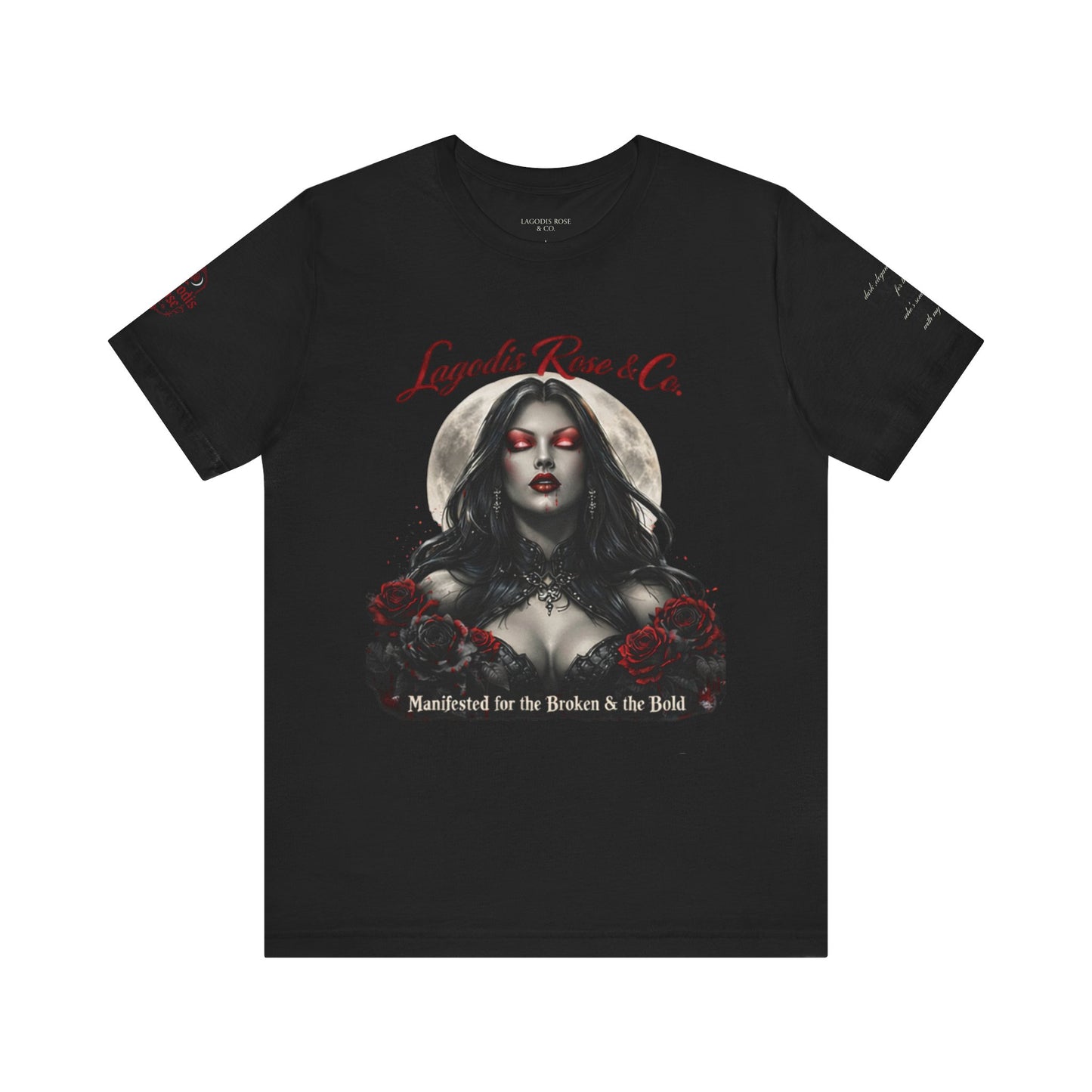 Lagodis Rose & Co.  Short Sleeve Tee - Floral Design Vampire Graphic T-Shirt