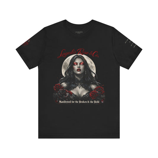 Lagodis Rose & Co.  Short Sleeve Tee - Floral Design Vampire Graphic T-Shirt