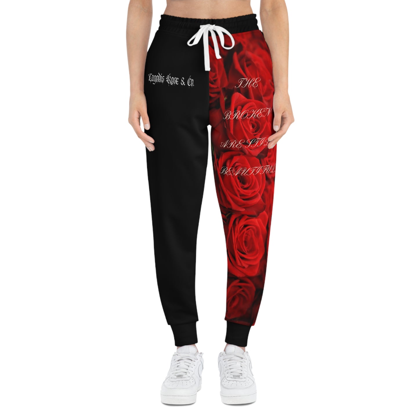Stylish Black Athletic Joggers - 'The Broken Are Still Beautiful' Design