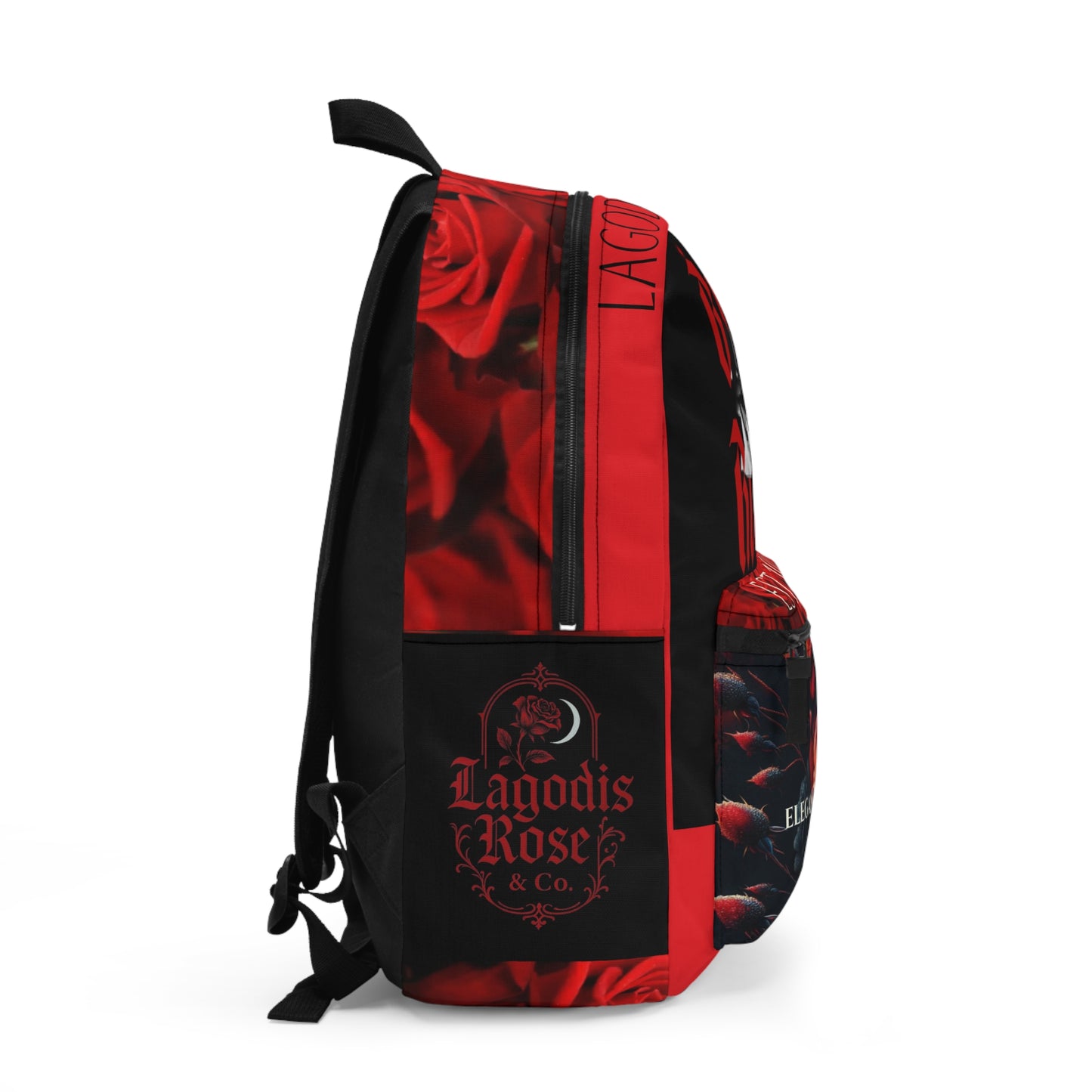 Rose-inspired Backpack, black & red, Luxury style