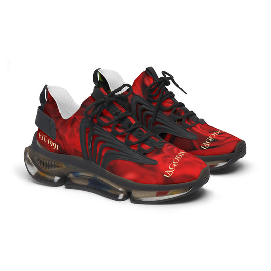 Branded Stylish Women's Mesh Sneakers - Trendy Red Rose Athletic Shoes with Lace-Up Design