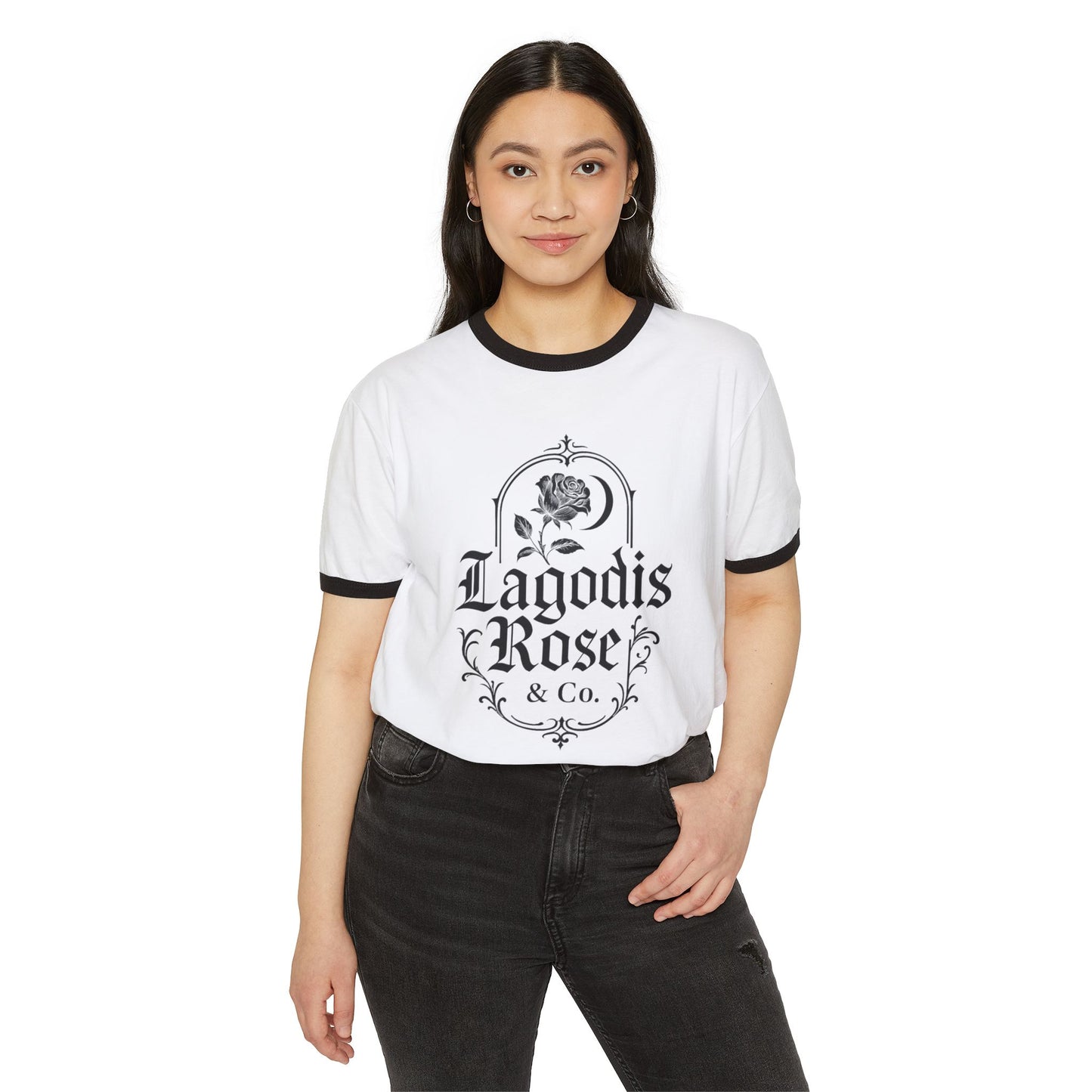 Vintage  Ringer T-Shirt, Retro Graphic Tee, Casual Wear, Spring Style, Black/White Aesthetic