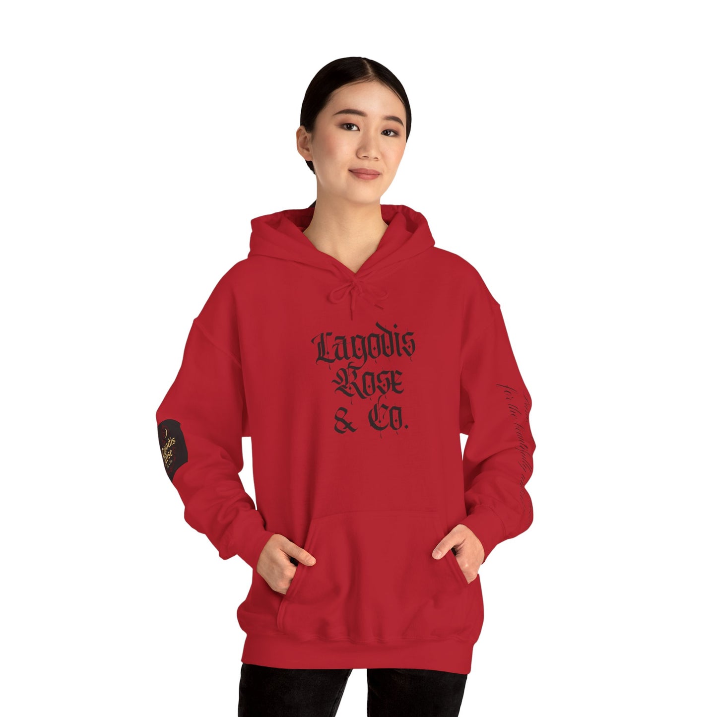 Chic Unisex Hooded Sweatshirt, Cozy Casual Wear, Stylish Gift for Friends, Script Text Design, Perfect for Fall & Winter, Everyday Comfort