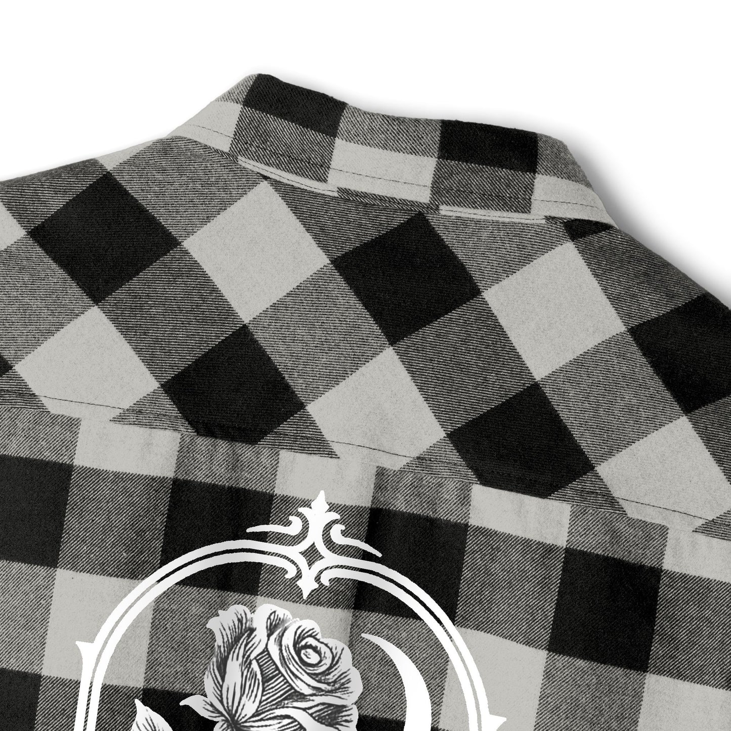 Graphic Logo Print Flannel Shirt - Cozy Checkered Shirt, Script Text