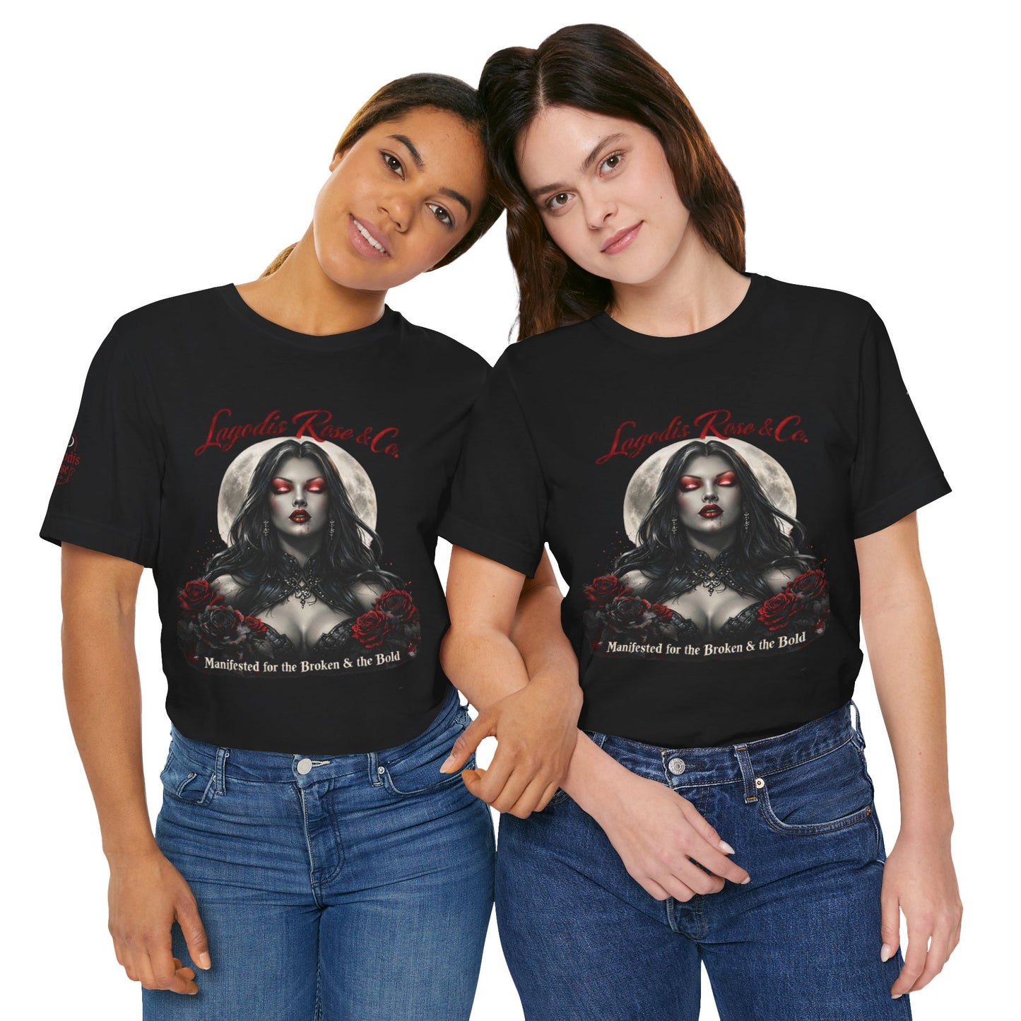 Lagodis Rose & Co.  Short Sleeve Tee - Floral Design Vampire Graphic T-Shirt