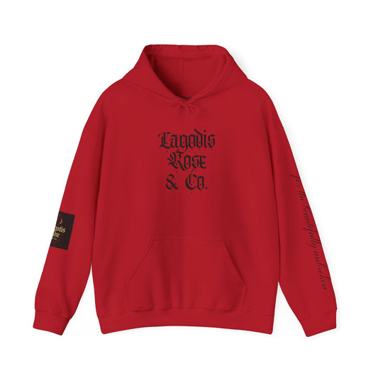 Chic Unisex Hooded Sweatshirt, Cozy Casual Wear, Stylish Gift for Friends, Script Text Design, Perfect for Fall & Winter, Everyday Comfort