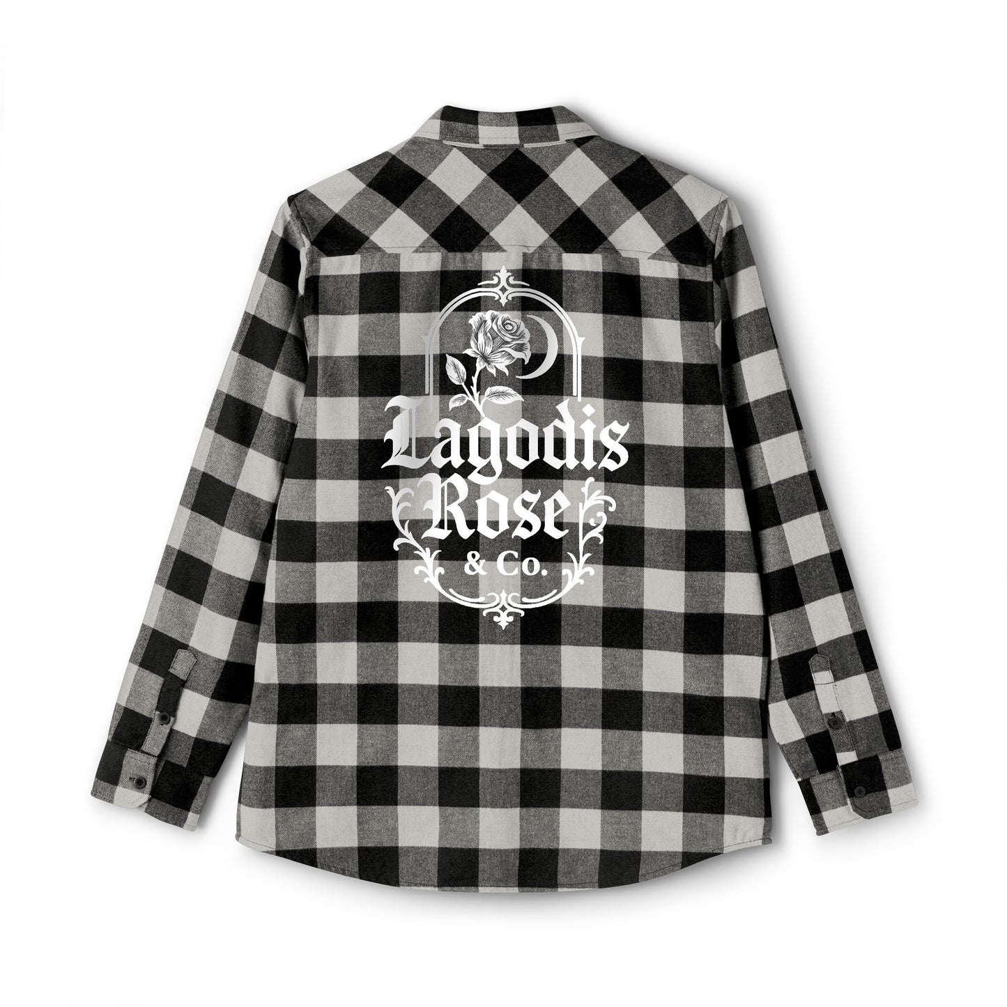 Graphic Logo Print Flannel Shirt - Cozy Checkered Shirt, Script Text