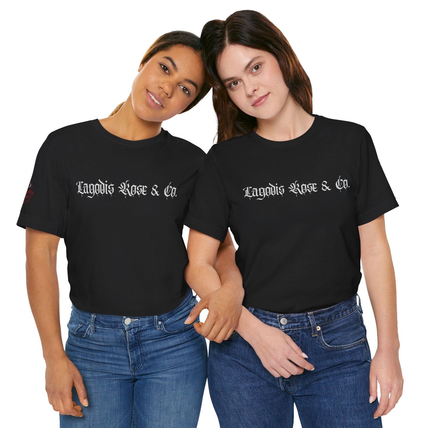 Lagodis Rose & Co.  Short Sleeve Tee - Script Text Design Graphic T-Shirt