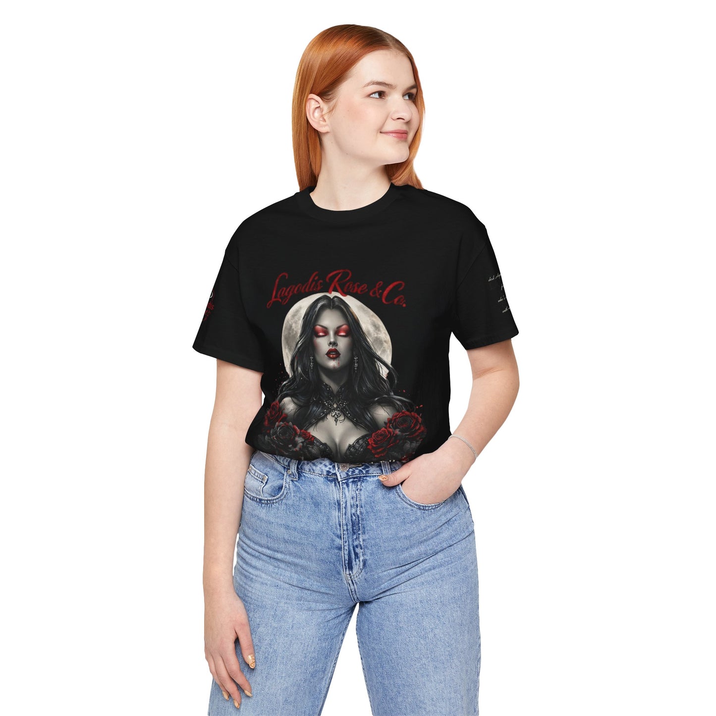 Lagodis Rose & Co.  Short Sleeve Tee - Floral Design Vampire Graphic T-Shirt