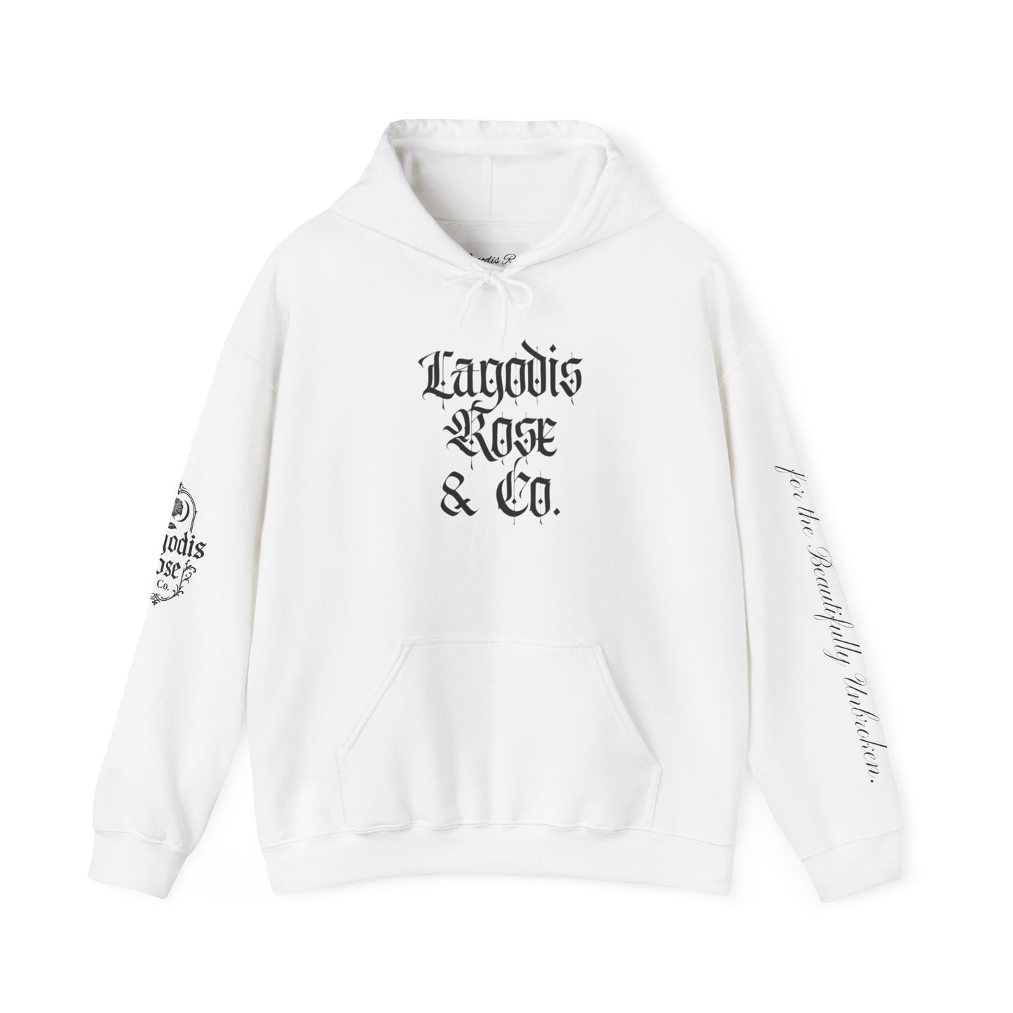 Script Text Design Hoodie, Cozy Sweatshirt for Flower Lovers, Perfect for Halloween, Casual Wear, Gift Idea