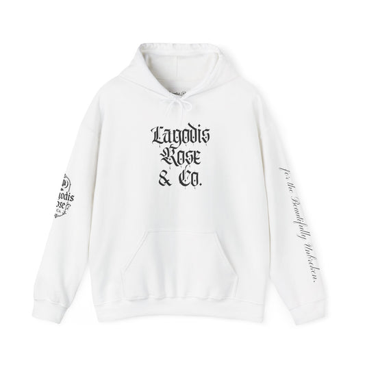 Script Text Design Hoodie, Cozy Sweatshirt for Flower Lovers, Perfect for Halloween, Casual Wear, Gift Idea