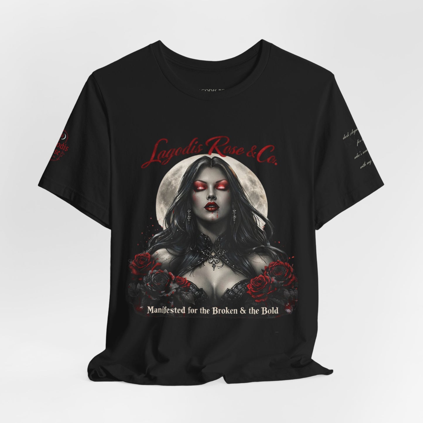 Lagodis Rose & Co.  Short Sleeve Tee - Floral Design Vampire Graphic T-Shirt