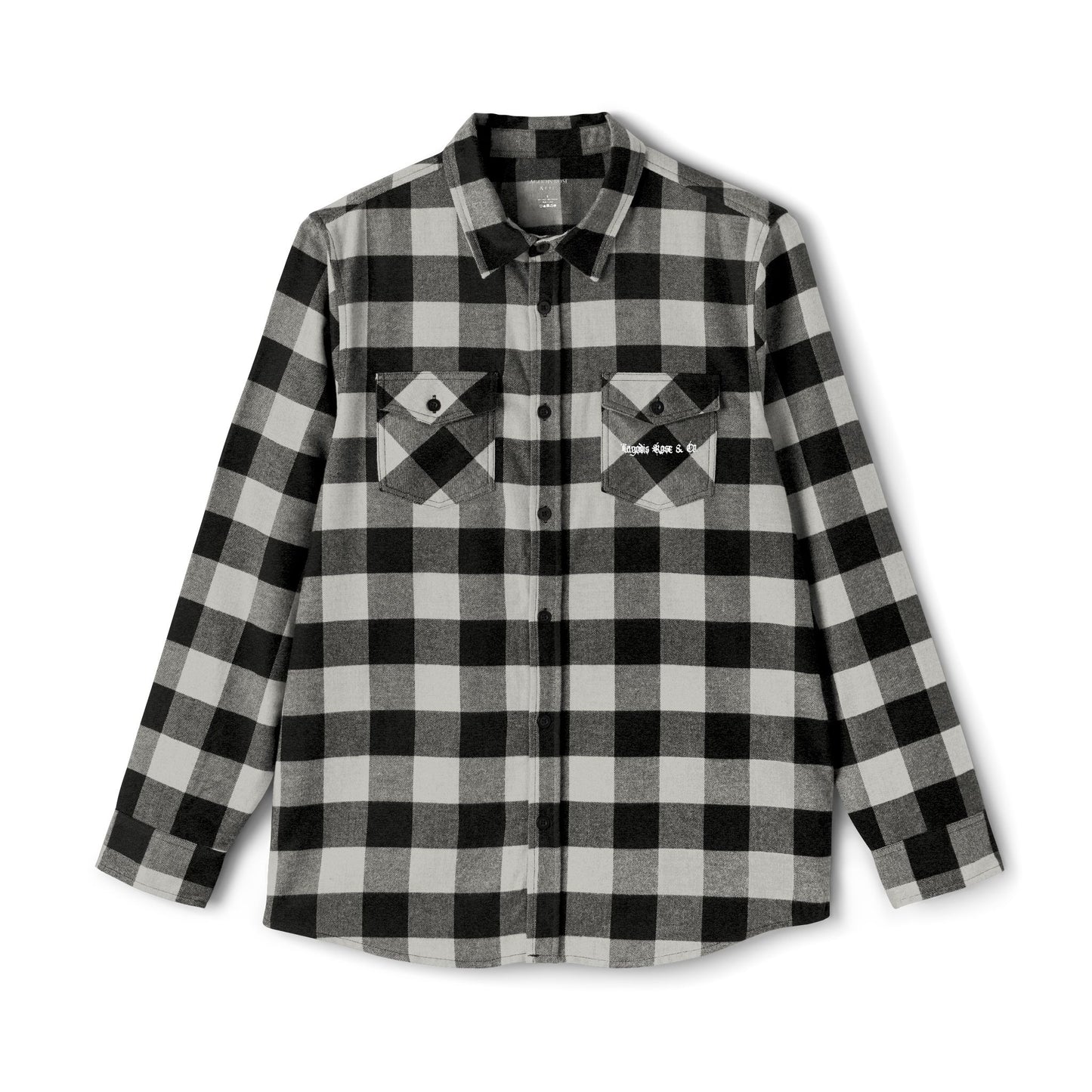 Graphic Logo Print Flannel Shirt - Cozy Checkered Shirt, Script Text
