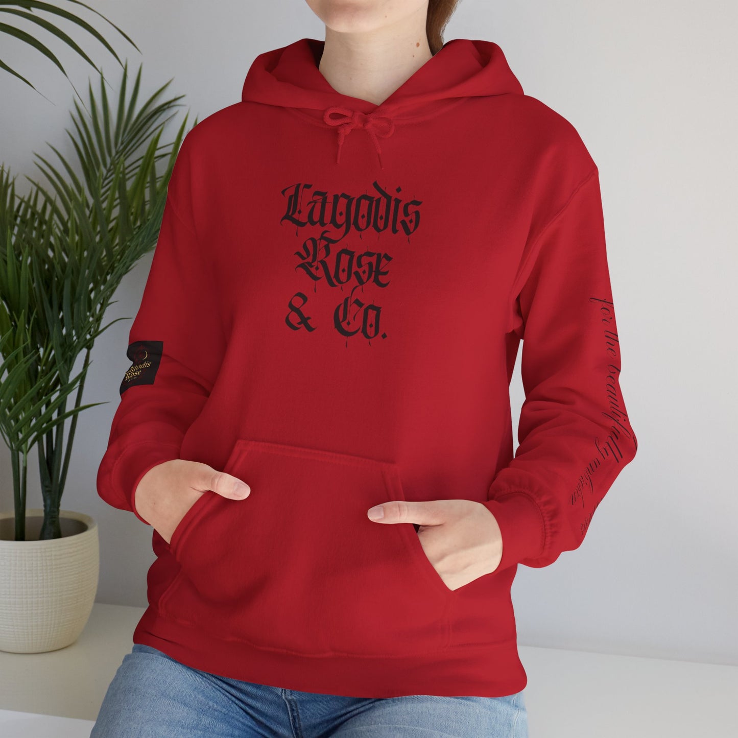 Chic Unisex Hooded Sweatshirt, Cozy Casual Wear, Stylish Gift for Friends, Script Text Design, Perfect for Fall & Winter, Everyday Comfort