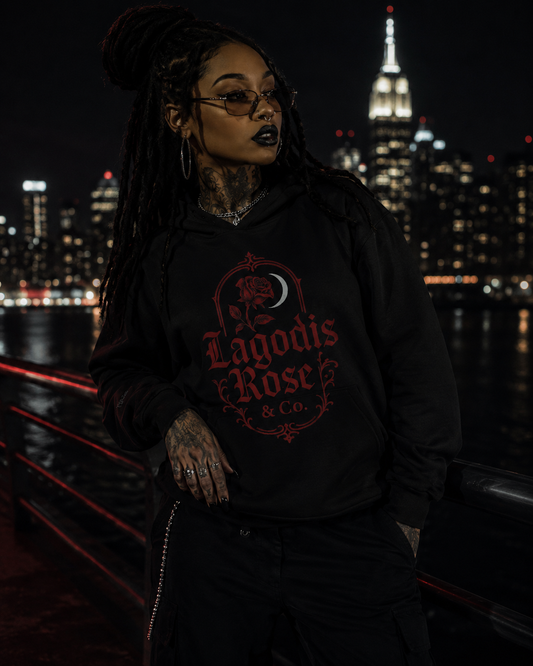 Rose Hooded Long Sleeve Logo Tee