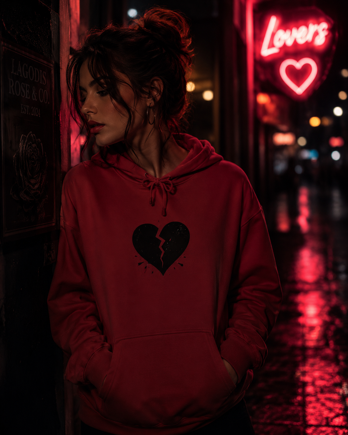 Unisex Hooded Sweatshirt, Heartbreak design + Logo
